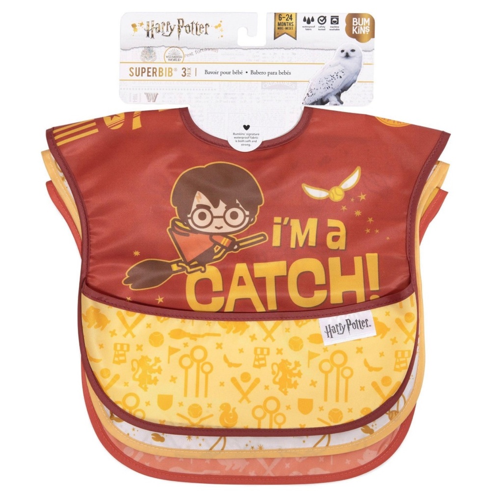 Bumkins New 6-24m Harry Potter Quidditch waterproof bibs. 3 pack. BNWT.
NWT/NEW